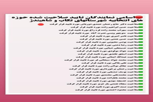 تایید کلی کاندیداهای شهرستان تکاب و شاهین دژ تصویر خبر